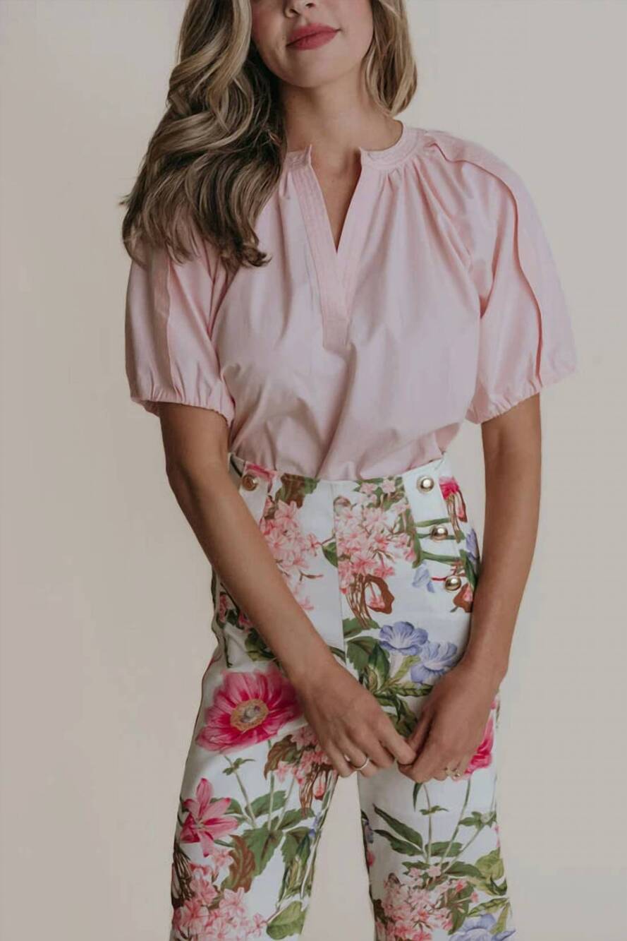 NEW LAROQUE henley top in light pink